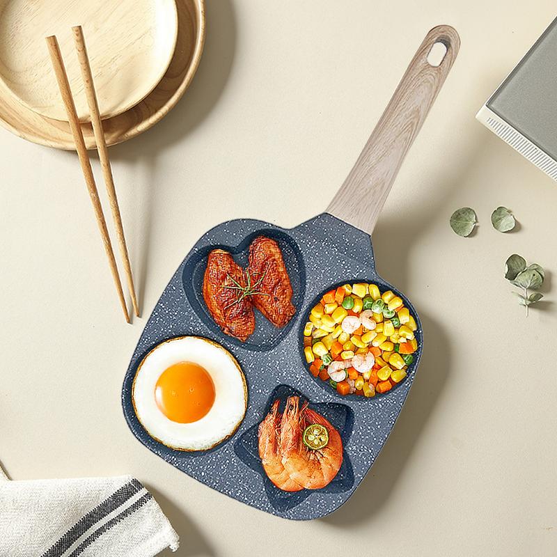 ABKOK Kitchen Cooking Egg Frying Pan, Non Stick 4 Cups Star Heart Shaped Egg Mold Skillet- Pancake Pan for Holiday, All Stoves Available Kitchen Gadgets