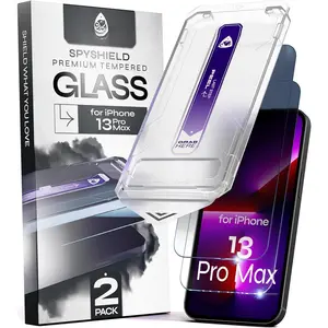 for  13 Pro Max  Screen Protector (2Pack), Easy Auto-Dust & Align Install Kit, 6.7" Tempered Glass, 9H Hardness,  Protection, Case Friendly, SpyShield
