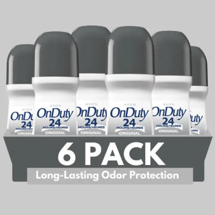 Avon On-Duty Original 24-Hour Roll-On Deodorant 2.6 oz – 6 Pack