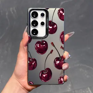 Sexy Wine Cherry Pattern Phone Case For Samsung Galaxy S26 Ultra S25 Plus S24 S23 FE S22 S21 Shockproof Drop Protective Durable PC Smartphone Cover Cellphone Casing Cover