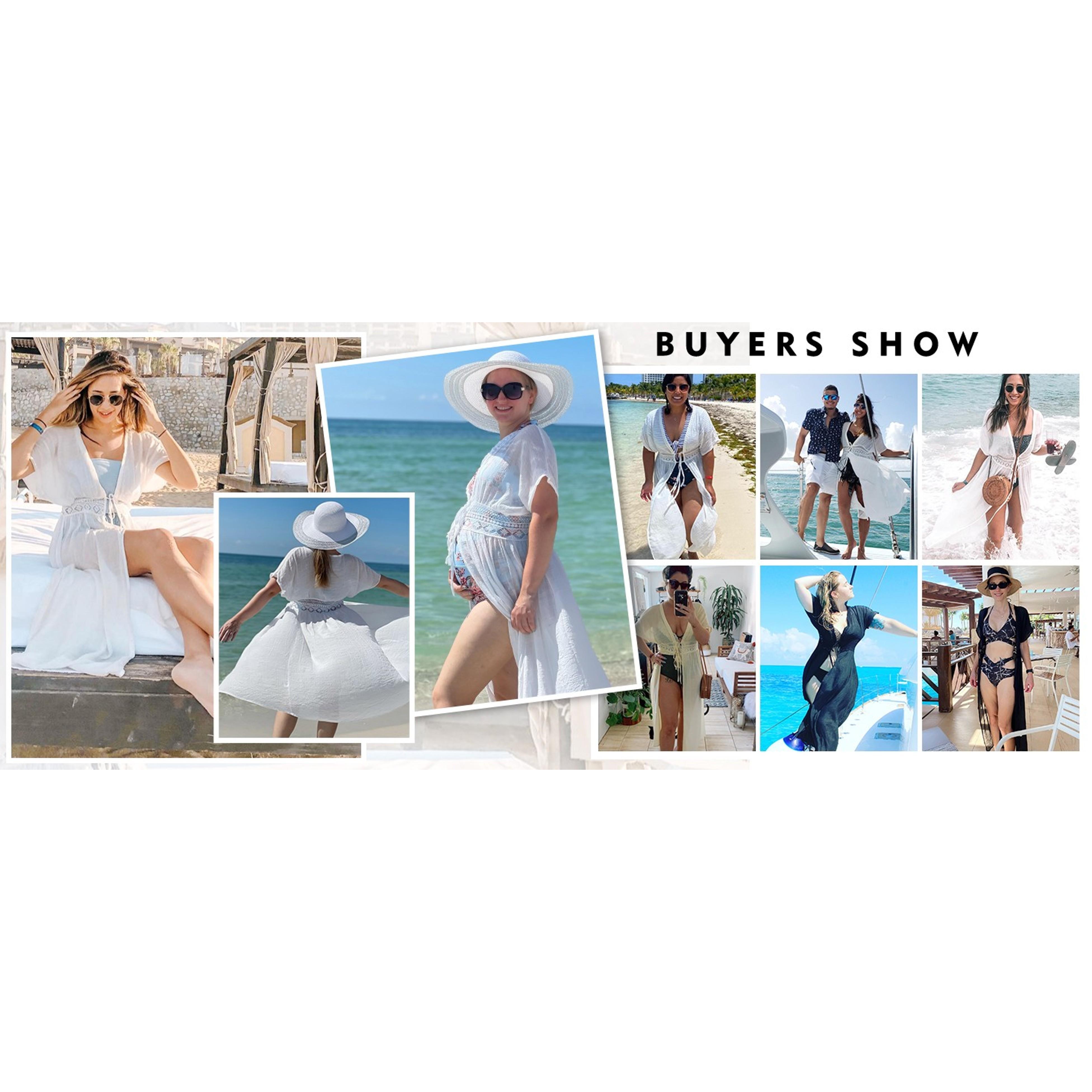 Beach Coverup Women Bathing Suit Tie Front Long Coverups Lace Kimonos Sexy Swimsuit Resort Wear Vacation Essentials