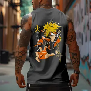 Anime 90s Graphic Sleeveless Tank Tops Men Vest Streetwear Outfits Men Vacation Outfits Sleeveless Shirt