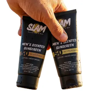 SLAM Sunscreen Men's Cologne Scented Lotion SPF 50 Gentleman & Mysteryman & Fragrance Free Hydrating Smooth Skin Repair Anti-Aging Made in the USA Aroma