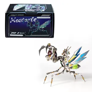 Cyberpunk Emerald Mantis 3D Metal Puzzle for Adults and Teens, 352-Piece DIY Sci-Fi Model Kit with Adjustable Forearms, Challenging Gift Idea for Hobbyists