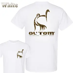 Turkey Hunting T-Shirt - Small Front Chest Camo Turkey Logo , Large Camo Turkey Back Design , Outdoor Hunting Lifestyle , Field Season Camp Wear , Graphic Tee Shirt , Gift For Turkey Hunter Dad Menswear Classic Casual