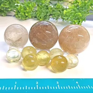 Citrine Spheres w Crystal Stand | Natural Citrine Crystal Sphere, Polished Citrine, Healing Decor, Meditation, Divination, Divine Connection