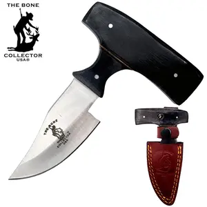 BC 872-BKBN 5" Bone Collector Black Bone Short Blade Skinning Knife with Leather Sheath