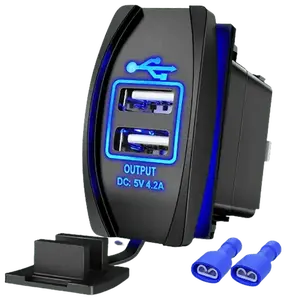 Nilight 5V 4.2A Rocker Switch Style Dual USB Charger