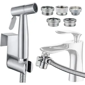 Sink Sprayer Hose Attachment for Faucet, Faucet  Replacement with 5 Adapters, 59" Hose and Holder - for Feminine Hygiene,  Diaper Cleaning & Pet Bathing