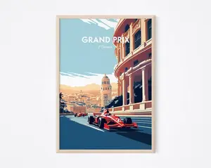 Vintage Grand Prix Poster, Monaco Travel Wall Art Prints Car Racing Poster Wall Art Poster Mininalist Wall Decor Unframed