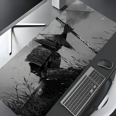 Japanese Samurai Style Extra Large Gaming Mouse Pad,Gaming Desk Accessory,Aesthetic Office Supplies,Washable Rubber Pad Non-Slip Lock Edge Mouse Pad Suitable For Home Office,Gift for Family and friends, Computer Desk Accessories, Desk Accessories