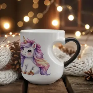 Unicorn Color-Changing Mug - Thermosensitive Ceramic Cup Changes Color When Hot Drinks Are Added, Cute Magical Unicorn Design, Hand Wash Only, Reusable Gift for, Tea, Cocoa, Coffee