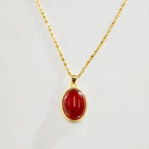 CARNELIAN ATTRACTION PENDANT CHAIN NECKLACE  | 18K Gold Filled - Attracts love, passion, and soulmate energy | Woman Jewelry