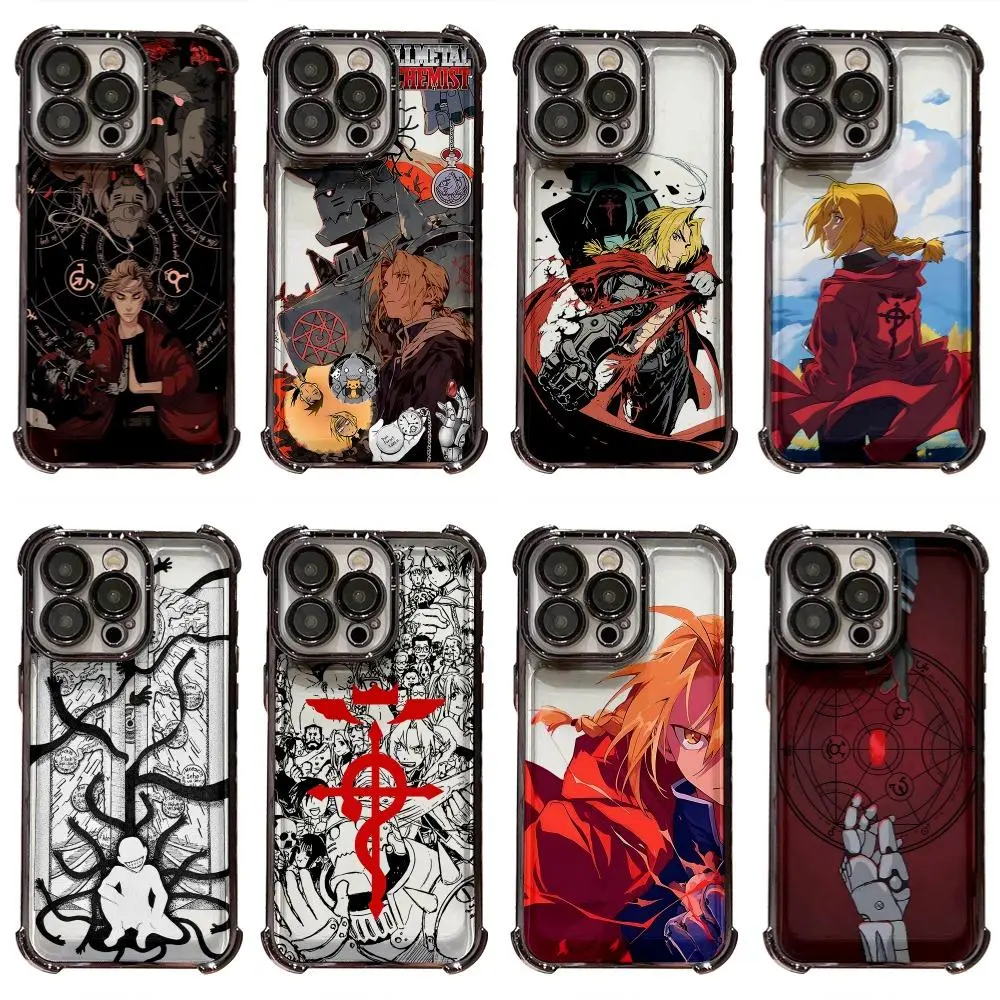 Hot Classic Anime Fullmetal Alchemist Phone Cases For iPhone 17 Promax Pro Air 16 Plus 15 14 13 12 11 Black Tpu Shockproof Protective Cover Gift For Birthday Christmas Valentine Halloween