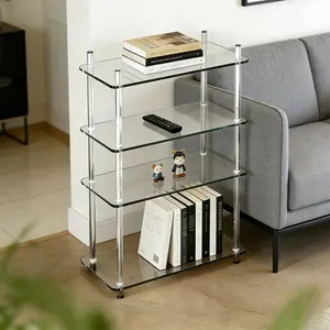 Acrylic Sofa Side Table, Easy Assembly End Table for Bedroom Living Room Kitchen Bathroom Storage Rack, Versatile Organizer Shelf, Modern Side Table