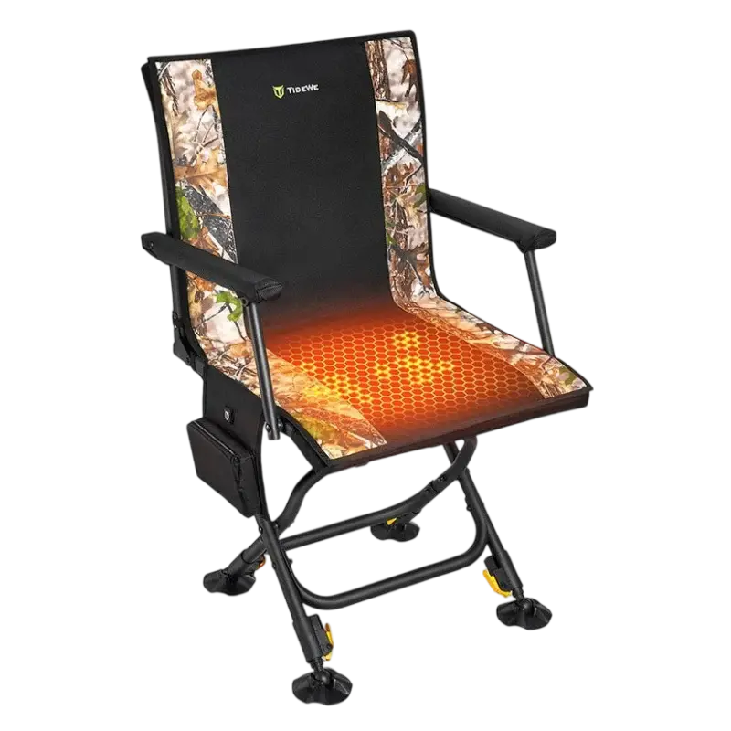 【TIDEWE Hunting Season】TIDEWE Hunting Chair, Heated & Non-Heated Options, Adjustable Height 360° Swivel Blind Chair with Battery & Detachable Seat Cover-Fusion Seat Series outdoorfun