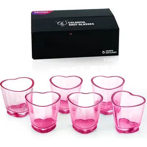 6 Pack  Shot Glasses Set,Heart Shaped Shot Glasses Set 1.5 oz Shot Glass with Heavy Base, Shot Glasses for , , ,  & Liquors