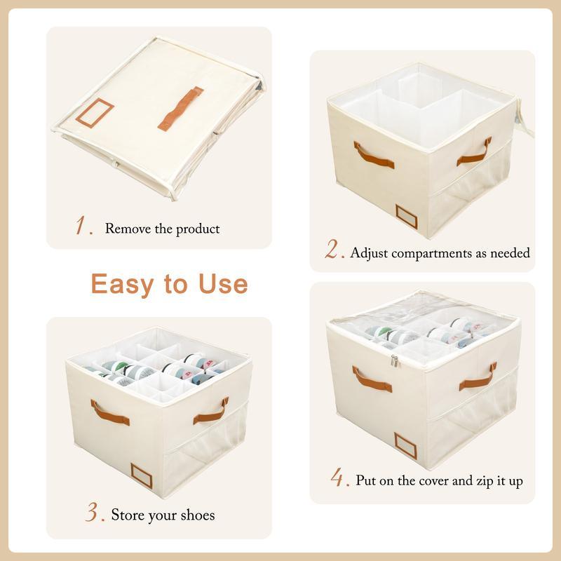 Maximize Closet Space Shoe Organizer for Closet Holds up to 32 Pairs with Adjustable Dividers Fabric Shoe Storage Bins Clear Cover Stackable Dustproof Shelf Rack Ideal for Bedroom Dorm Apartment Entryway