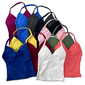 comfy active wear 2Pcs Impact Gym Set Women Backless Tank Tops High Waist Scrunch Seamless Shorts Gym Suit Fitness Clothes Activewear Workout Sets Athletic Sportswear Athletic Compression