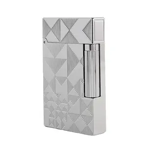 DUPONT 1:1 Original Geometric Silver Gas Lighter Ping Sound luxury anniversany Gift Traditional