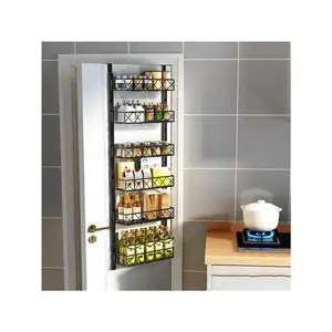 Over The Door Spice Rack, 6 Tier Pantry Door Organizer Adjustable Hanging Spice Rack Storage Baskets For Kitchen Pantry Cabinet Bathroom Behind The Door Storage
