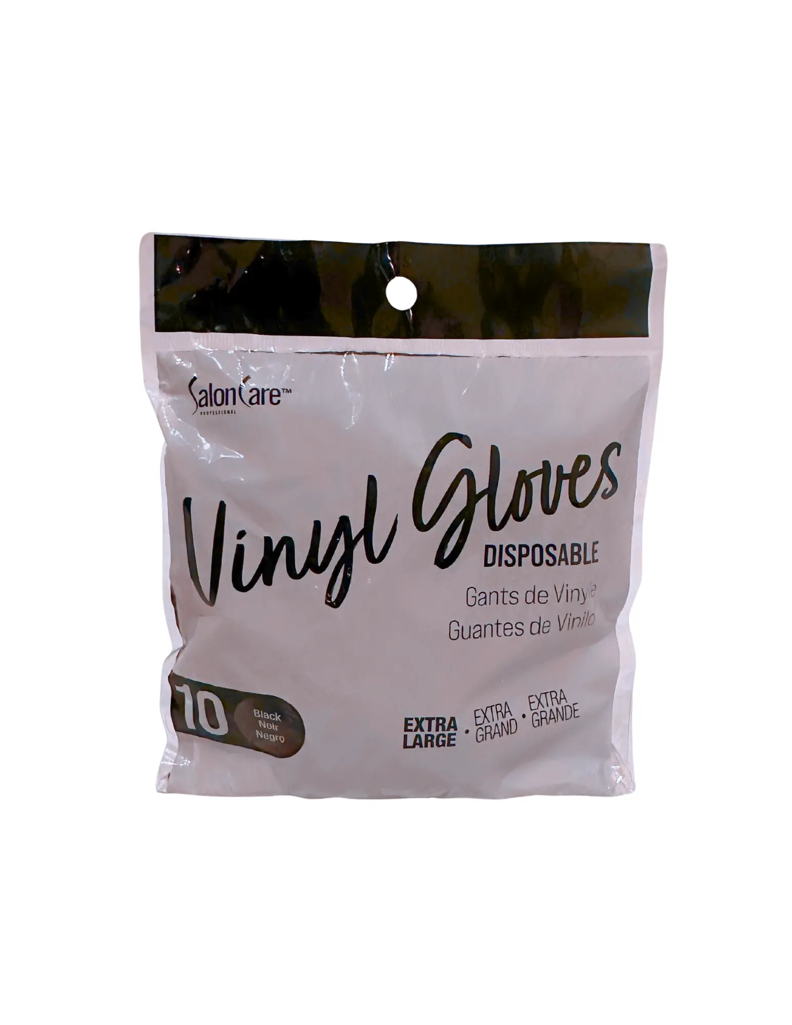 Salon Care Extra Large Black Vinyl Gloves 10ct Salon Care Extra Large Black Vinyl Gloves 10ct