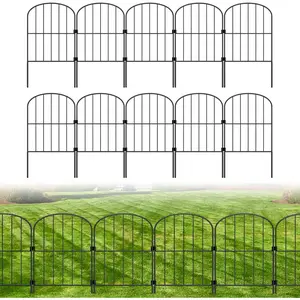 Decorative Garden Fence 10 Pack  Barrier Fence 10ft (L) x 24in (H) Rustproof Metal Wire Section Edging Fencing Panel for Outdoor Yard Landscape Patio, Arched