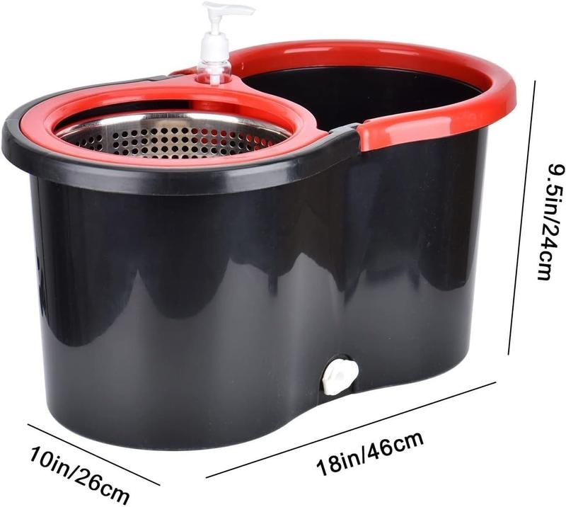 Mop Bucket Set with 360° Spin Mop and Bucket System 3 Microfiber Heads 61In Adjustable Handle for Shop Floor Cleaning