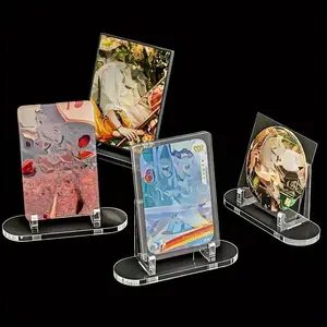 12 Transparent Card Display Racks, Durable Plastic Desktop Organizer, Ideal for Business Cards, Photos, Art, Home Office, Game Room, Collection