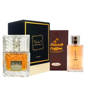 2 Pack of Khamrah for Unisex Eau de Parfum Spray 100ml by Lattafa and French coffee 50 ml perfume.
