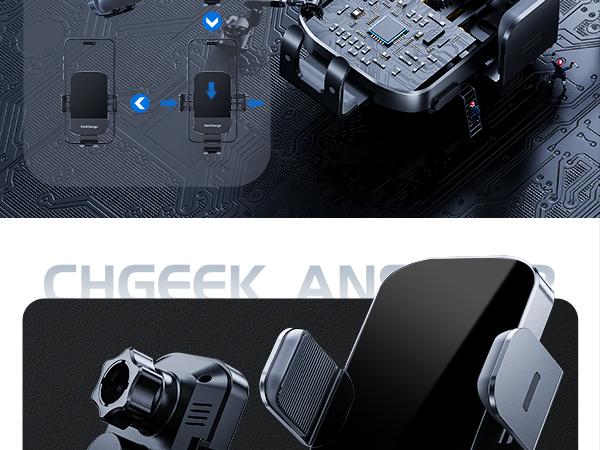 2-Pack Wireless Car Charger, CHGeek 15W Auto-Clamping Car Mount for Cellphone Charging, Mobile Phone Holder, Smartphone Mount, Tablet Mount, Adjustable Car Charger, Electronic Phone Stand, Perfect Christmas Gift.