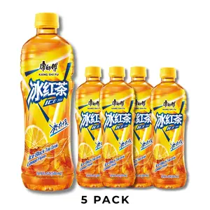 【5 Bottles】Master Kong/Kangshifu Ice Black Tea Drink Lemon Flavor 16.9 Foz Refreshing Beverage
