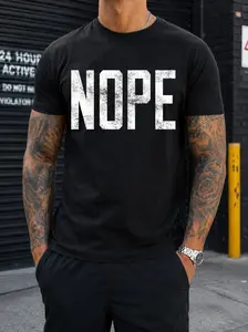 Nope Sarcastic Attitude Graphic Tee Vintage Washed Cotton T Shirt For Men Women Funny Minimalist Casual Streetwear Tee