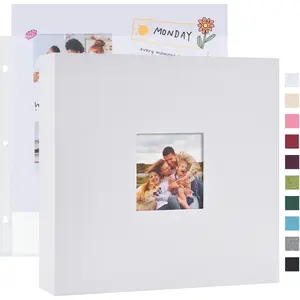 12x12 Inch DIY Scrapbook Photo Album with 20 Plastic Sleeves 40 Pages Linen Cover 3 Ring Folder Binder for Wedding Baby Family and DIY Projects (White)