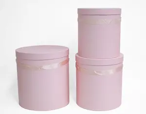 Set of 3 Round Barrel Floral Box