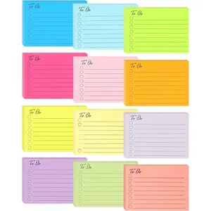 12 Pads to Do List Sticky Notes, 504 Sheets, 3x4 Inch with Line Adhesive Memo, 12 Bright Multi Colors Self-Stick Note Pads, to Do List Notepad, Easy to Use for Home, Office, Notebook