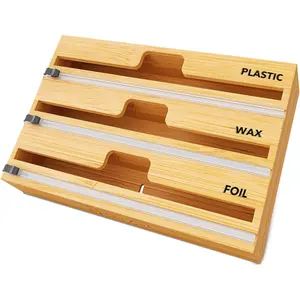 WrapNeat 3 in 1 Wrap Organizer with  and Labels, Plastic Wrap,  Foil and Wax  Dispenser for Kitchen Storage Organization Holder for 12" Roll ()