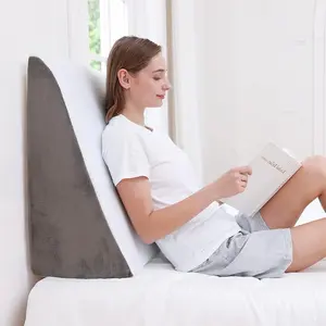 12 Inch Memory Foam Bed Wedge Pillow for Sleeping, Acid Reflux, Back Pain, Post Surgery and Snoring, Designed with Washable Cover, Cool Gray
