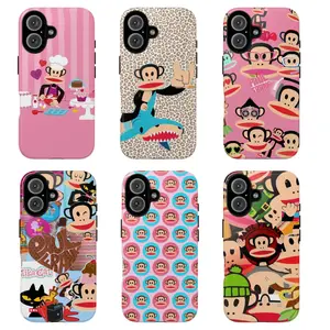 Cute Paul Frank Julius Monkey Colorful Cartoon Character Fan Gift Art Trendy Tough Phone Case. Nostalgic Y2K Aesthetic Heavy Duty Shockproof Protective Smartphone Cover for iPhone 17 Pro Max 16 Air 15 14 13 12 11.