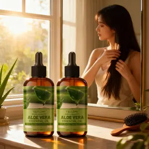 2 Bottles (100ml each) Aloe Vera Essential Oil, Moisturizing Oil – gently nourishes body, adds soft luster to hair, locks skin moisture, and boosts nails' natural shine. Head-to-toe care for all, a perfect Christmas gift.