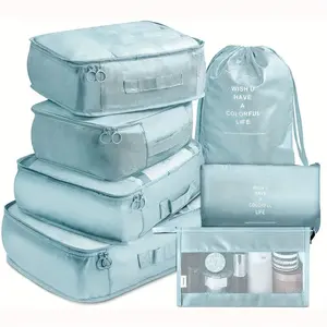 7Pcs/set Travel Luggage Packing Organizers Set With Toiletry Bag, Clothing Classification Storage Bag
