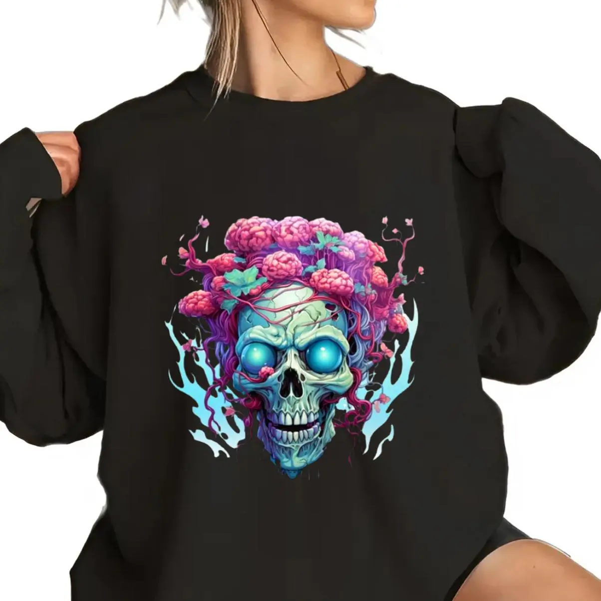 Zombie Head  ,Halloween unisex sweater hot ,Halloween Creepy Gothic Horror Undead Punk, Gift For Him, Gift For Her, Classic Fashion