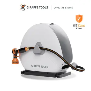 Mother‘s Day Gift | Giraffe Tools Ground-Mounted Renter friendly Retractable Hose Reel 1/2in 5/8in 82ft-130ft for Home 9 Nozzle Versatile Use 360° Swivel Durable Any Length Lock Stable Auto Rewind System For Anywhere Anytime, 2 years warranty, summervibes