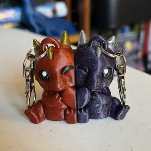 Valentine Chibi Dragon Connecting Keychain Figure Set - 3D Printed Figures