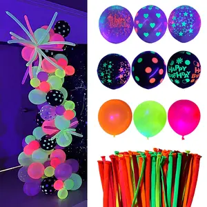20count UV Neon Balloons Neon Glow Balloons UV Black Light Balloons Blacklight Fluorescent Balloons Glow Birthday Party Decor
