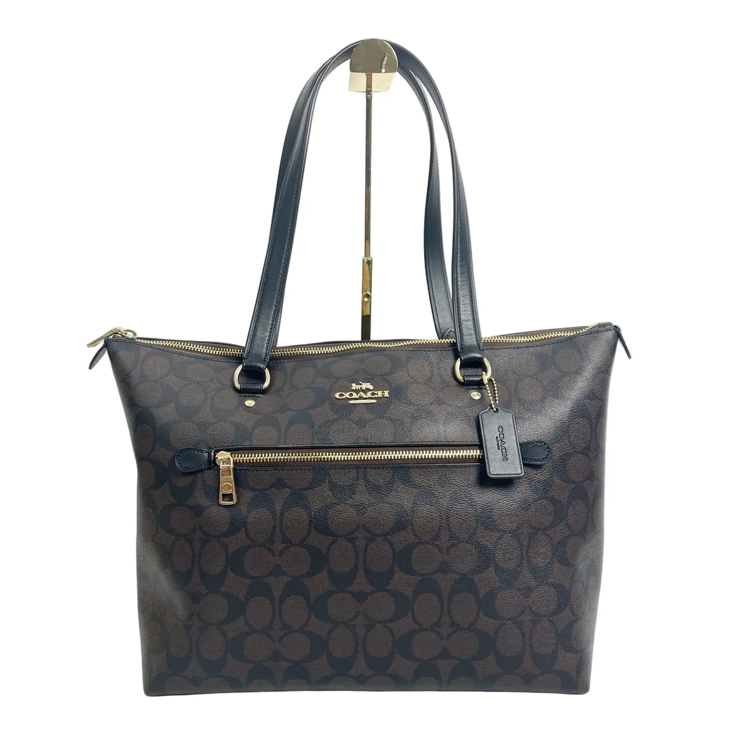 Pre-owned canvas Tote Bags Coach Signature Large Zipper Tote Bag with Front Pocket Brown/Black