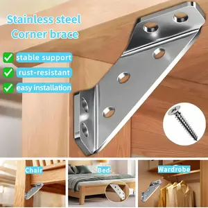Stainless Steel Corner Braces, Universal Angle Corner Bracket with Screws, Sturdy One Piece Design for Secure and Stable Furniture Assembly Corner Brackets for Home Office and DIY Projects