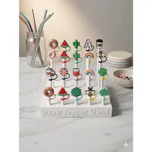 Personalized Straw Topper Display Stand | 3D Printed Straw Topper Holder | Custom Tumbler Maker Organizer | Straw Topper Rack for Crafting