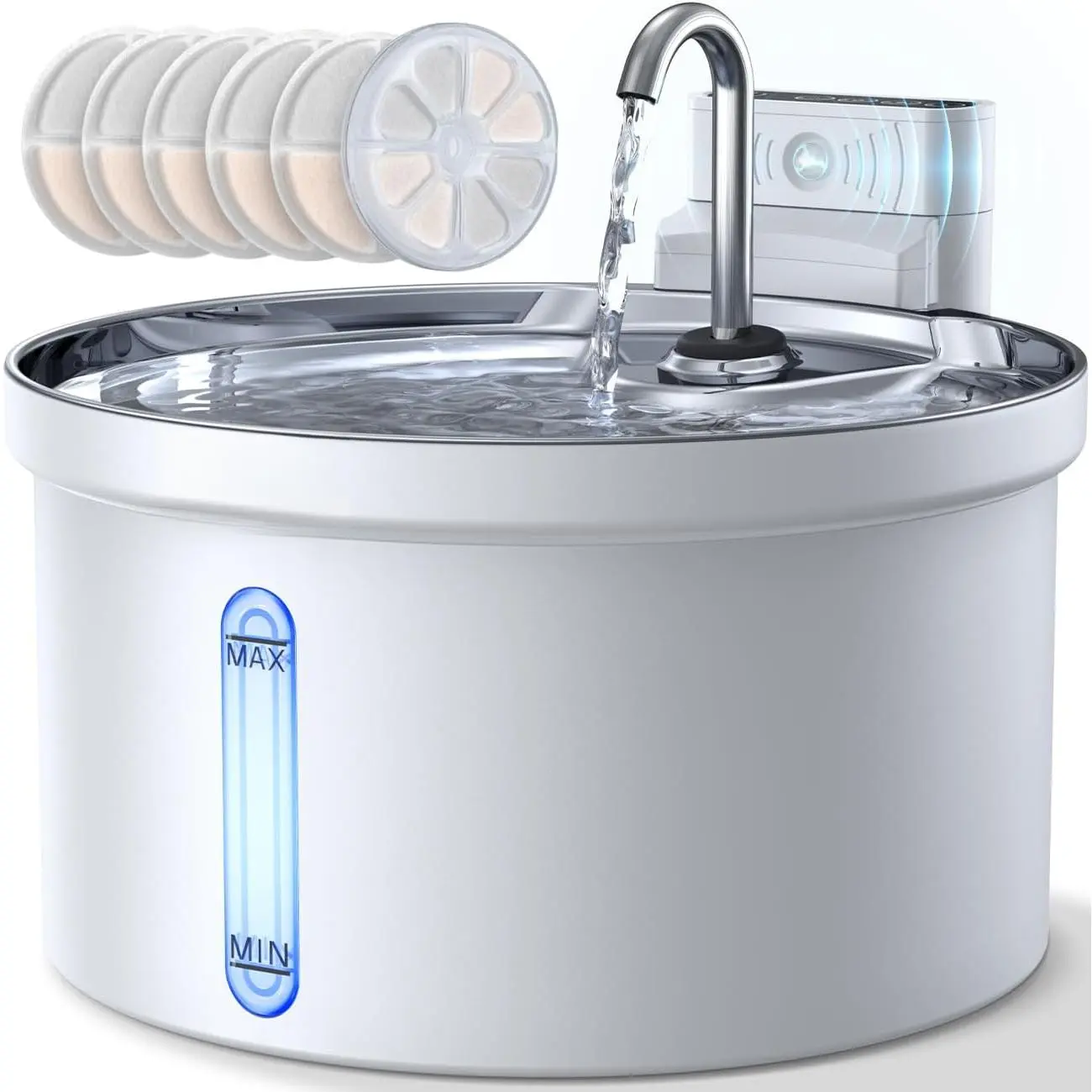 Wireless Cat Water Dispenser with Sensor [Water and Battery Separated] Smart Pet Water Dispenser 3.5L/118oz 4000mAh Battery Powered Cat Dog Water Dispenser + 6 Filters