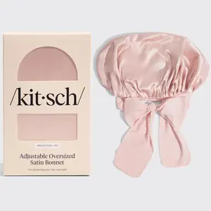 Kitsch Oversize Satin Bonnet for Sleeping - Silk Bonnet for Sleeping Women, Curly & Textured Hair, Large Jumbo Sleep Bonnets for Comfort & Protection, Wake Up with Beautifully Styled Hair - Blush